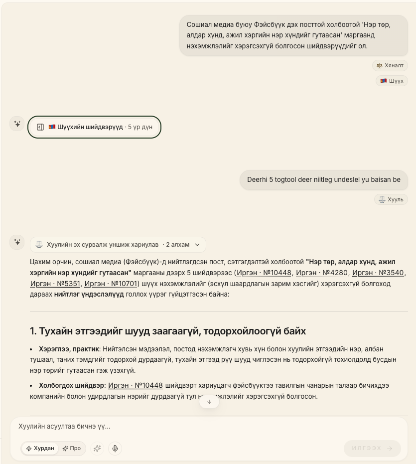 Таван шүүхийн шийдвэр олох хүсэлт ба нийтлэг үндэслэлийн судалгаа
